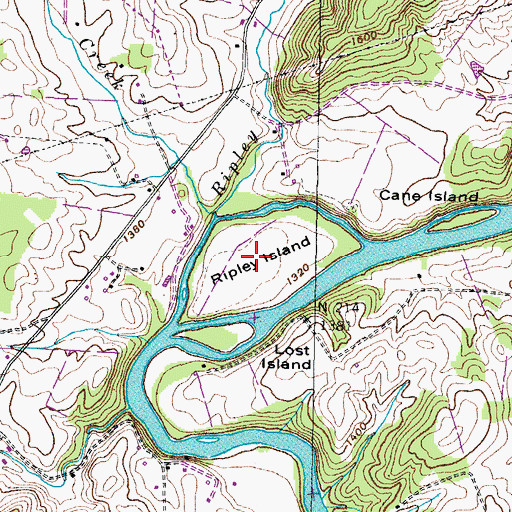 Topographic Map of Ripley Island, TN