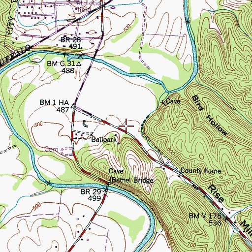 Topographic Map of Rise Mill Hollow, TN