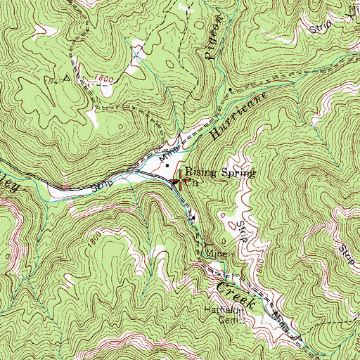 Topographic Map of Rising Spring Church, TN