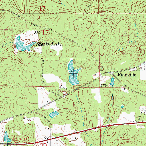 Topographic Map of Steels Lake Number One, AL
