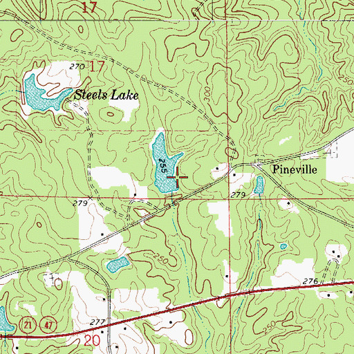 Topographic Map of Steels Lake Number One Dam, AL