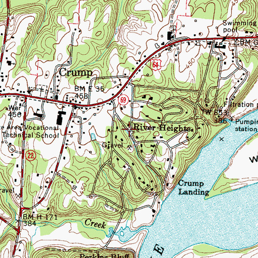 Topographic Map of River Heights, TN
