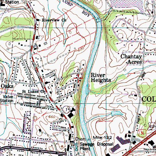Topographic Map of River Heights, TN
