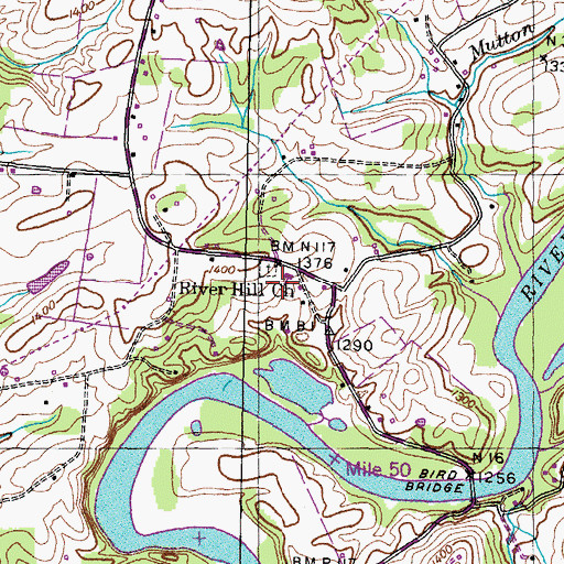 Topographic Map of River Hill Church, TN