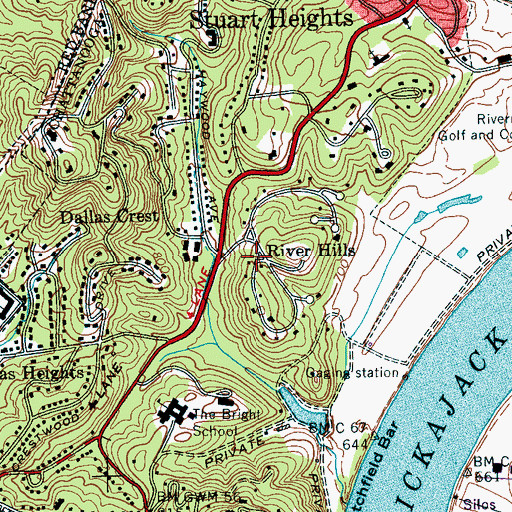 Topographic Map of River Hills, TN