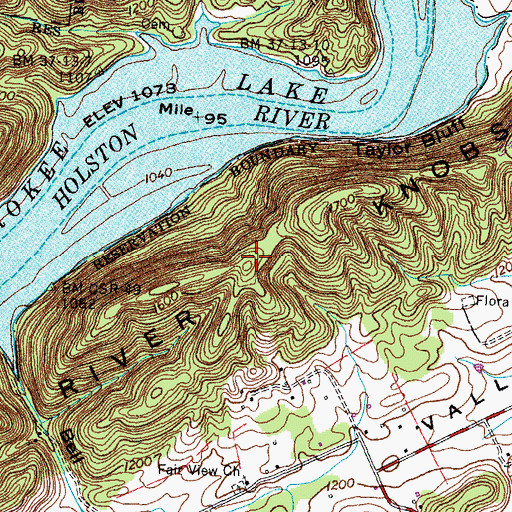 Topographic Map of River Knobs, TN