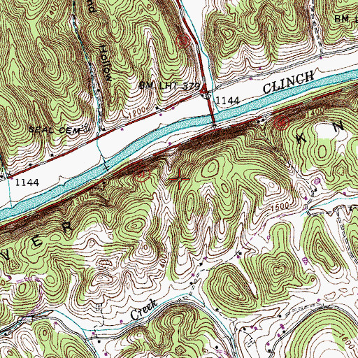 Topographic Map of River Knobs, TN