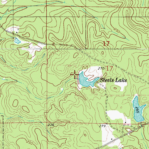 Topographic Map of Steel Family Pond Dam, AL