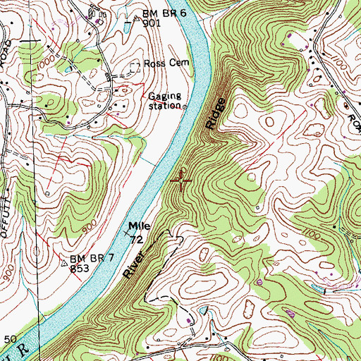 Topographic Map of River Ridge, TN
