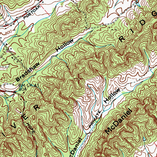 Topographic Map of River Ridge, TN