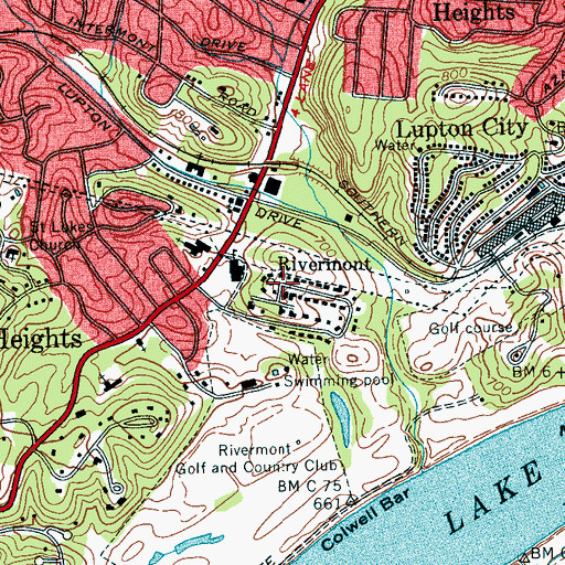 Topographic Map of Rivermont, TN