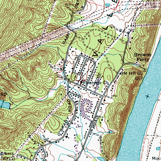 Topographic Map of Riverside Church, TN