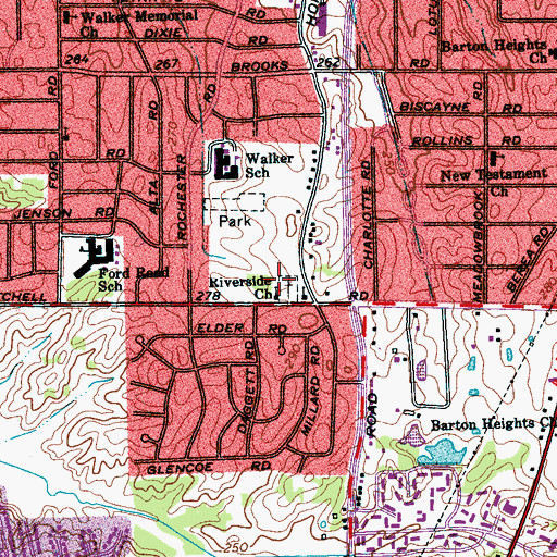 Topographic Map of Riverside Church, TN