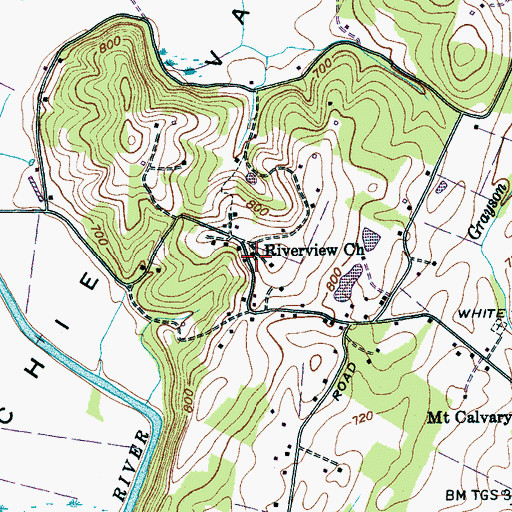 Topographic Map of Riverview Church, TN