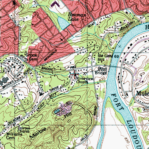 Topographic Map of Riverview Church, TN