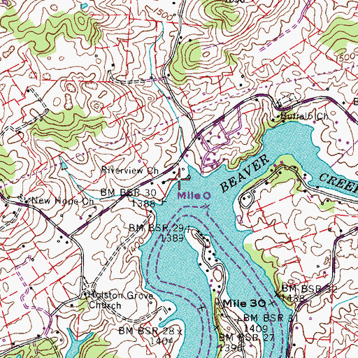 Topographic Map of Riverview Church, TN