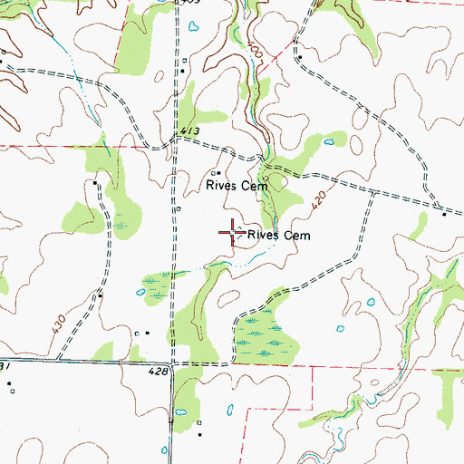 Topographic Map of Rives Cemetery, TN