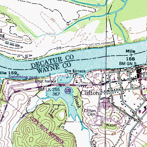 Topographic Map of Roach Creek, TN