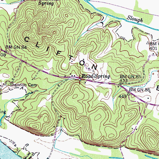 Topographic Map of Road Spring, TN