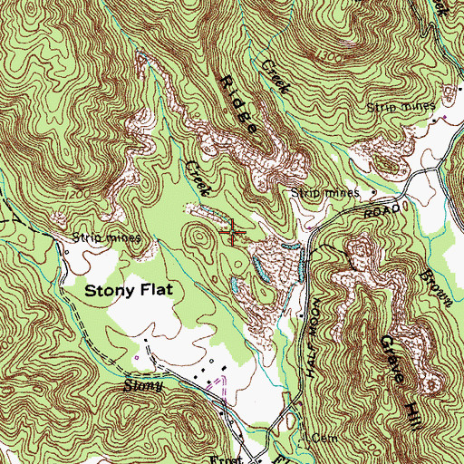 Topographic Map of Roaring Creek, TN