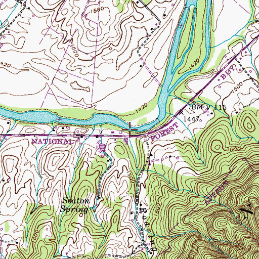 Topographic Map of Roaring Creek, TN