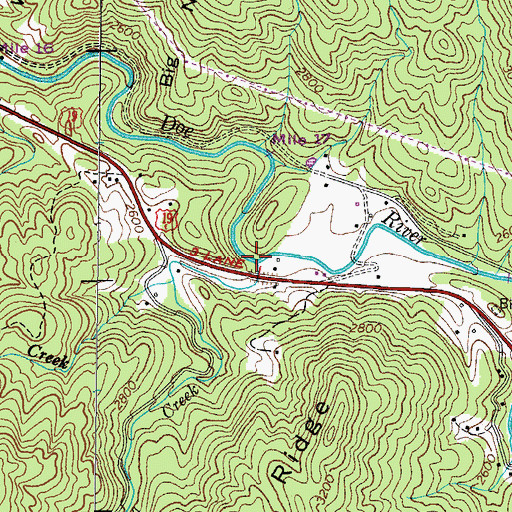Topographic Map of Roaring Creek, TN