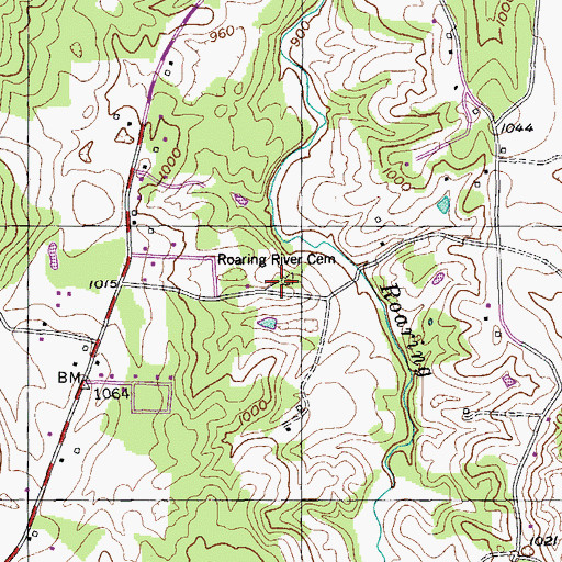 Topographic Map of Roaring River Cemetery, TN
