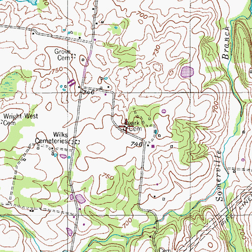 Topographic Map of Roark Cemetery, TN