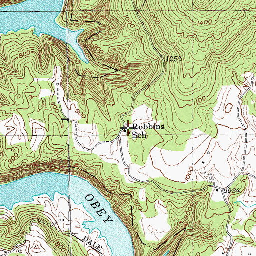 Topographic Map of Robbins School, TN