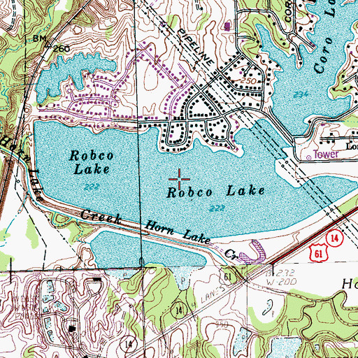 Topographic Map of Robco Lake, TN