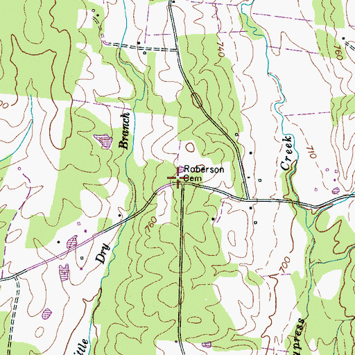 Topographic Map of Roberson Cemetery, TN