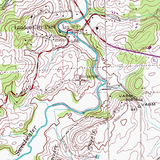 Topographic Map of Roberson Cemetery, TN