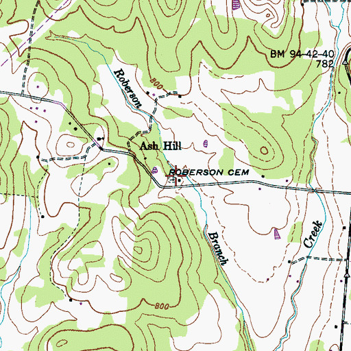 Topographic Map of Roberson Cemetery, TN