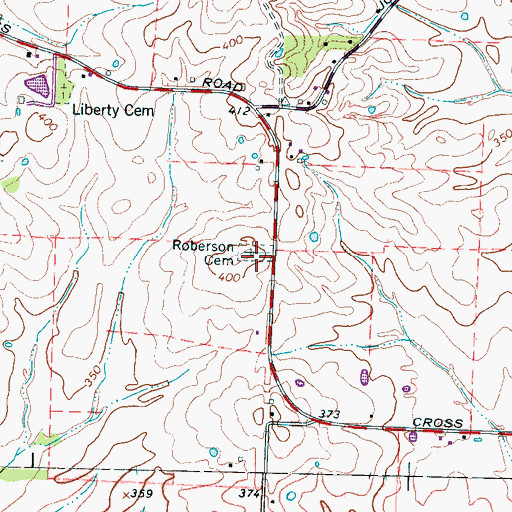 Topographic Map of Roberson Cemetery, TN