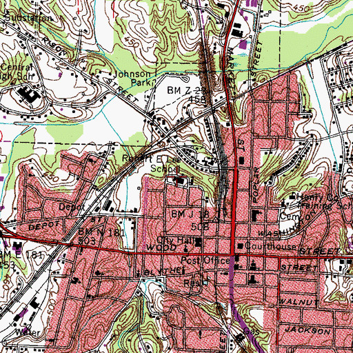 Topographic Map of Robert E Lee School, TN