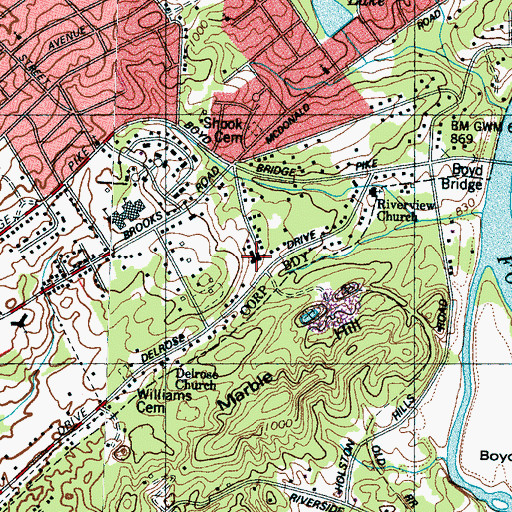 Topographic Map of Robert L Huff School, TN