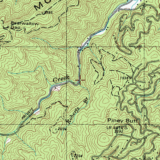 Topographic Map of Roberts Branch, TN