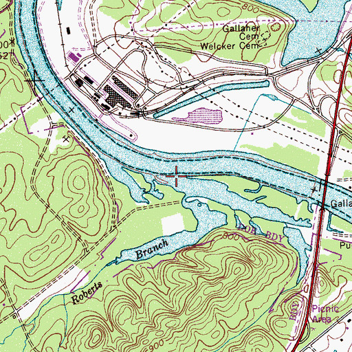 Topographic Map of Roberts Branch, TN