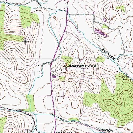 Topographic Map of Roberts Cemetery, TN