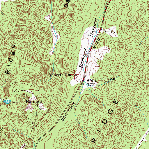 Topographic Map of Roberts Cemetery, TN
