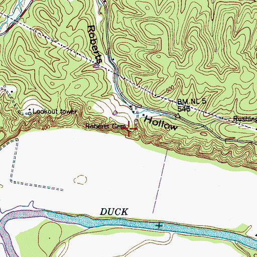 Topographic Map of Roberts Cemetery, TN