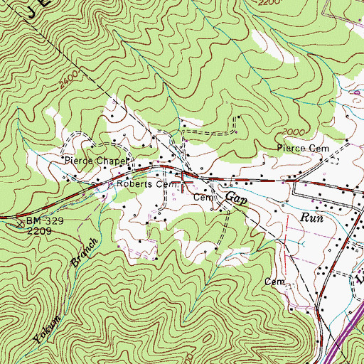 Topographic Map of Roberts Cemetery, TN