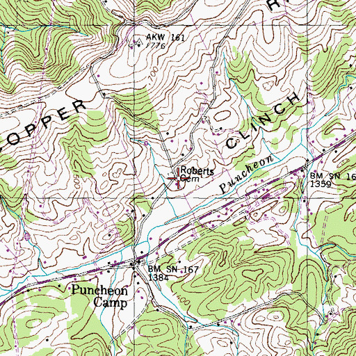 Topographic Map of Roberts Cemetery, TN