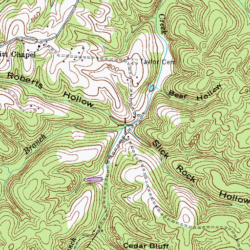 Topographic Map of Roberts Hollow, TN