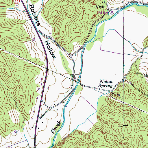 Topographic Map of Roberts Hollow, TN