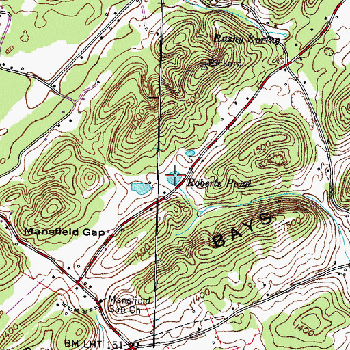 Topographic Map of Roberts Pond, TN