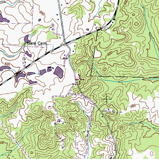 Topographic Map of Roberts School, TN