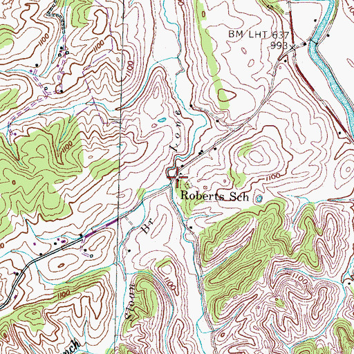 Topographic Map of Roberts School, TN