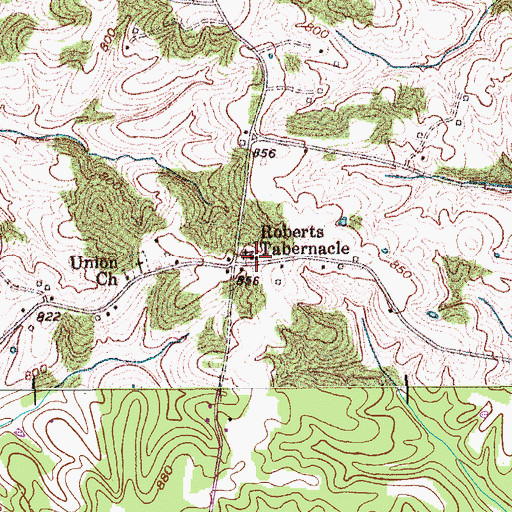 Topographic Map of Roberts Tabernacle, TN