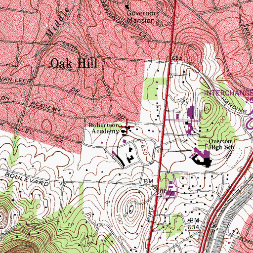 Topographic Map of Robertson Academy, TN